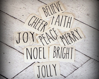 Christmas Rae Dunn Inspired Ornament Decals - Sold by the Each, Ornament Decals, Christmas Decals, DIY Ornament Decals - DECAL ONLY!!!