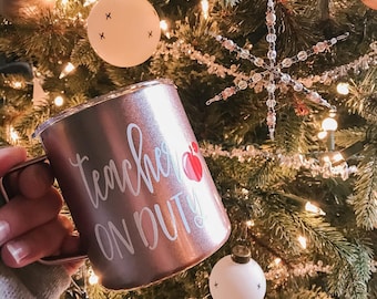 READY TO SHIP - Teacher On Duty Steel Coffee Tumbler - Insulated Steel Teacher Gift Coffee Tumbler... End of year Teacher Gift...