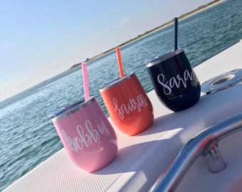 Personalized Insulated Steel Wine Tumbler-gift for bridesmaids, bachelorettes, showers, friends, girls weekends