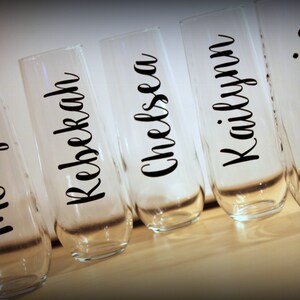 Personalized Stemless Champagne Glass...  Great gift for the bridesmaids, bachelorette parties, showers...