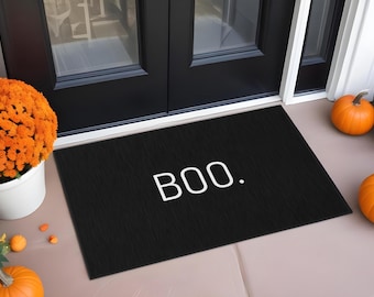Halloween doormat boo rug black boo doormat for Halloween ghost doormat minimalist Halloween mat classy Halloween decor simple