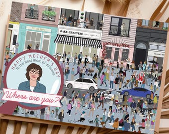 Funny Mother&#39;s Day Card Personalized Cute Mothers Day Card Custom Illustration For Mom Where Is Waldo Postcard Search And Find Unique Cards