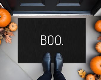Halloween doormat boo rug black boo doormat for Halloween ghost doormat minimalist Halloween mat classy Halloween decor simple
