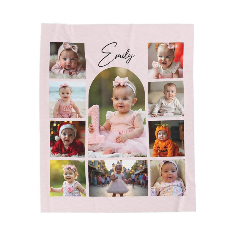 Personalized Photo Blanket With Name or Custom Text Unique Personalized
