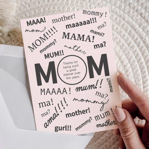 Cartão engraçado e feliz para o dia das mães, cartão simples para o dia das mães, cartão rosa para o aniversário da mãe, cartões fofos e simples para a mãe com humor