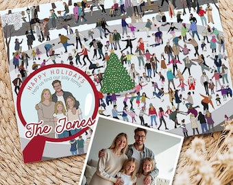 Funny Family Christmas Card Personalized Family Christmas Card Custom Family Funny Illustration Where Is Waldo Postcard Search And Find Cute