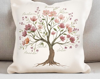 Almohada personalizada con el árbol genealógico de la abuela, almohada personalizada con el árbol genealógico, almohada con nietos, regalo para la abuela, regalo para el día de la madre