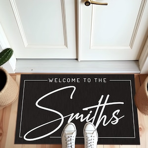 Custom Doormat Family Name Makes Great Wedding Gift And Housewarming Gift Personalized Gift Closing Gift Welcome Doormat Front Door Mat