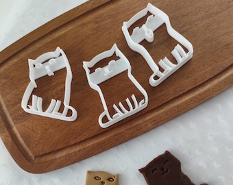 Whimsical Cat Cookie Cutters: Stainless Steel Baking Molds, Set of 3