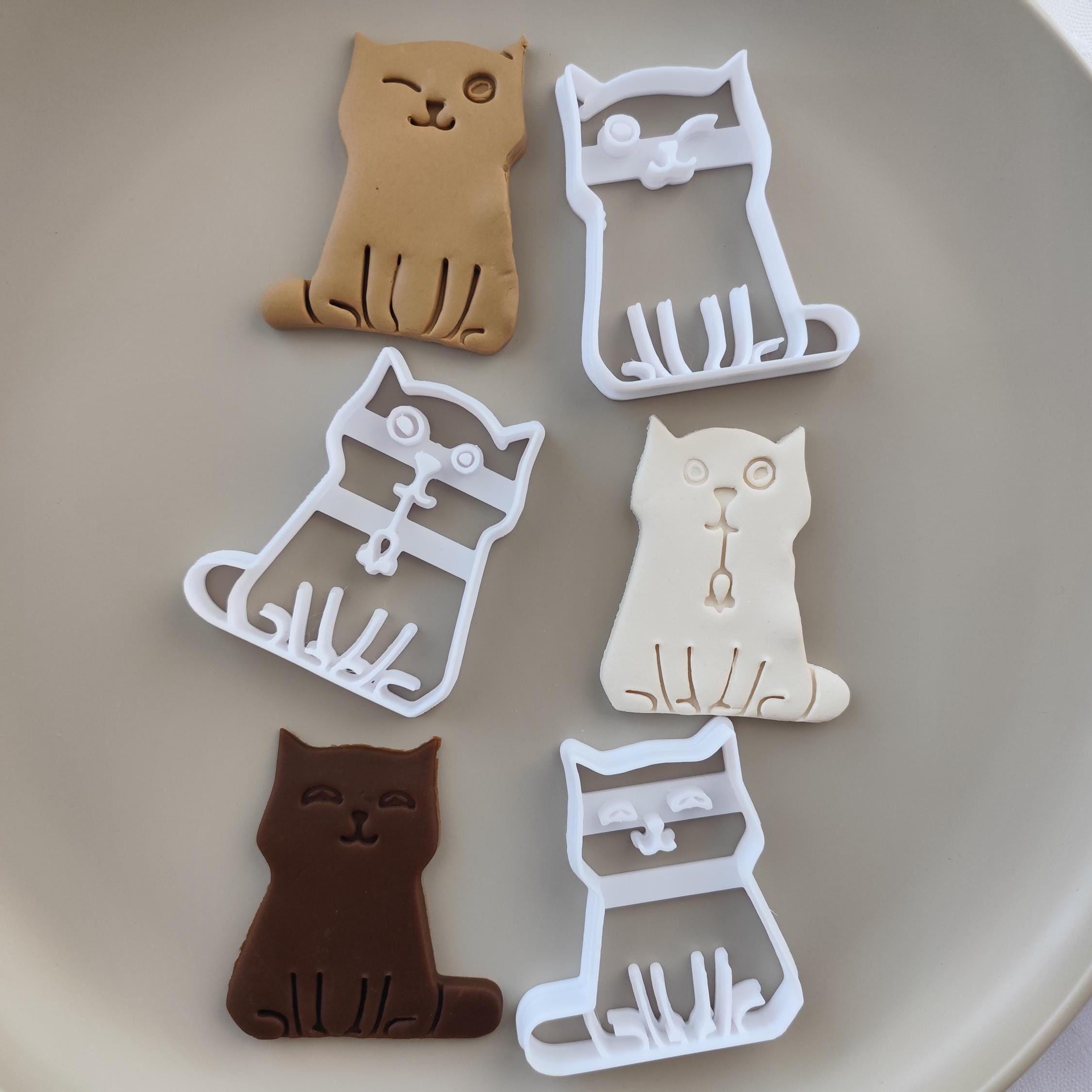 Cat Cookie Cutter Set: 3D Printed Kitty Mold, Baking & Clay Crafts