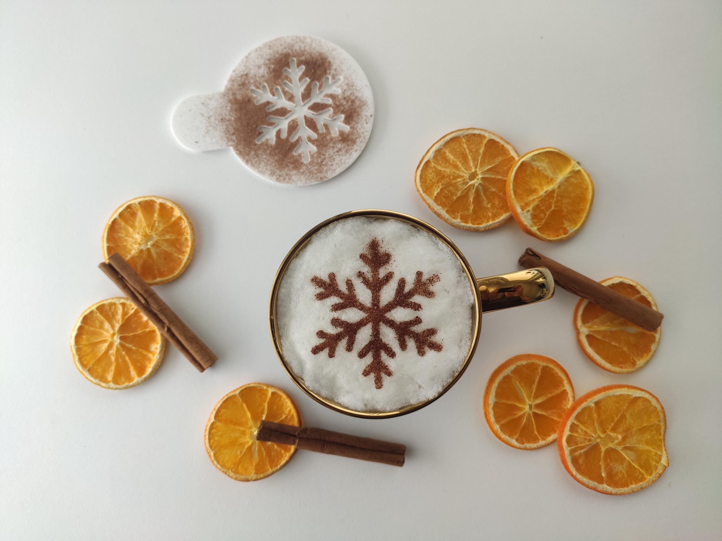 Snowflake Coffee Stencil, Christmas Foam Art Tool, Handmade Kitchen Decor, Gift for Coffee Lovers, Holiday Hot Chocolate Stencil