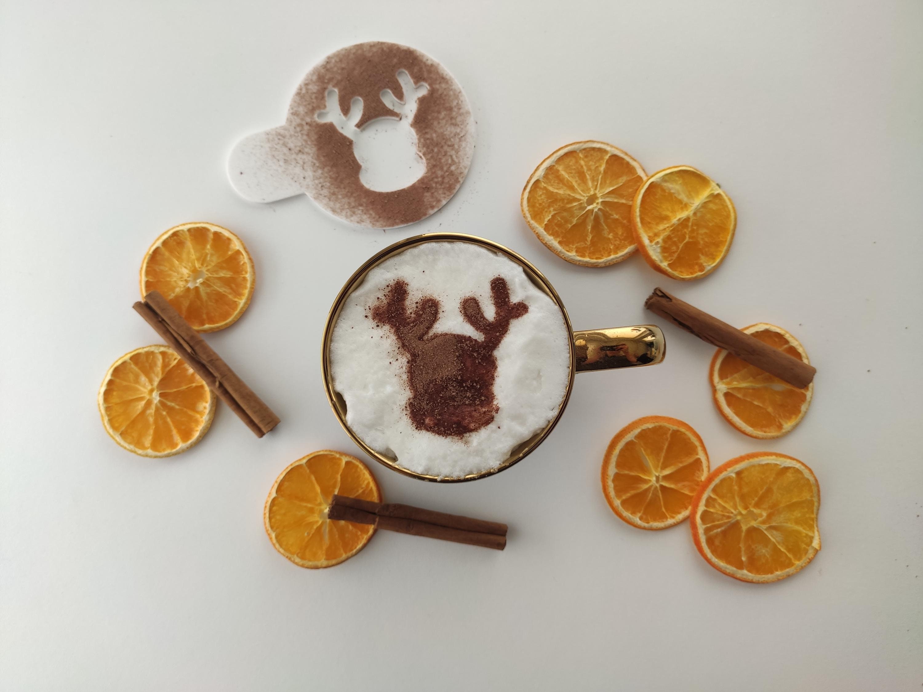 Reindeer Coffee Stencil, Christmas Foam Art Tool, Handmade Kitchen Decor, Gift for Coffee Lovers, Holiday Latte Stencil