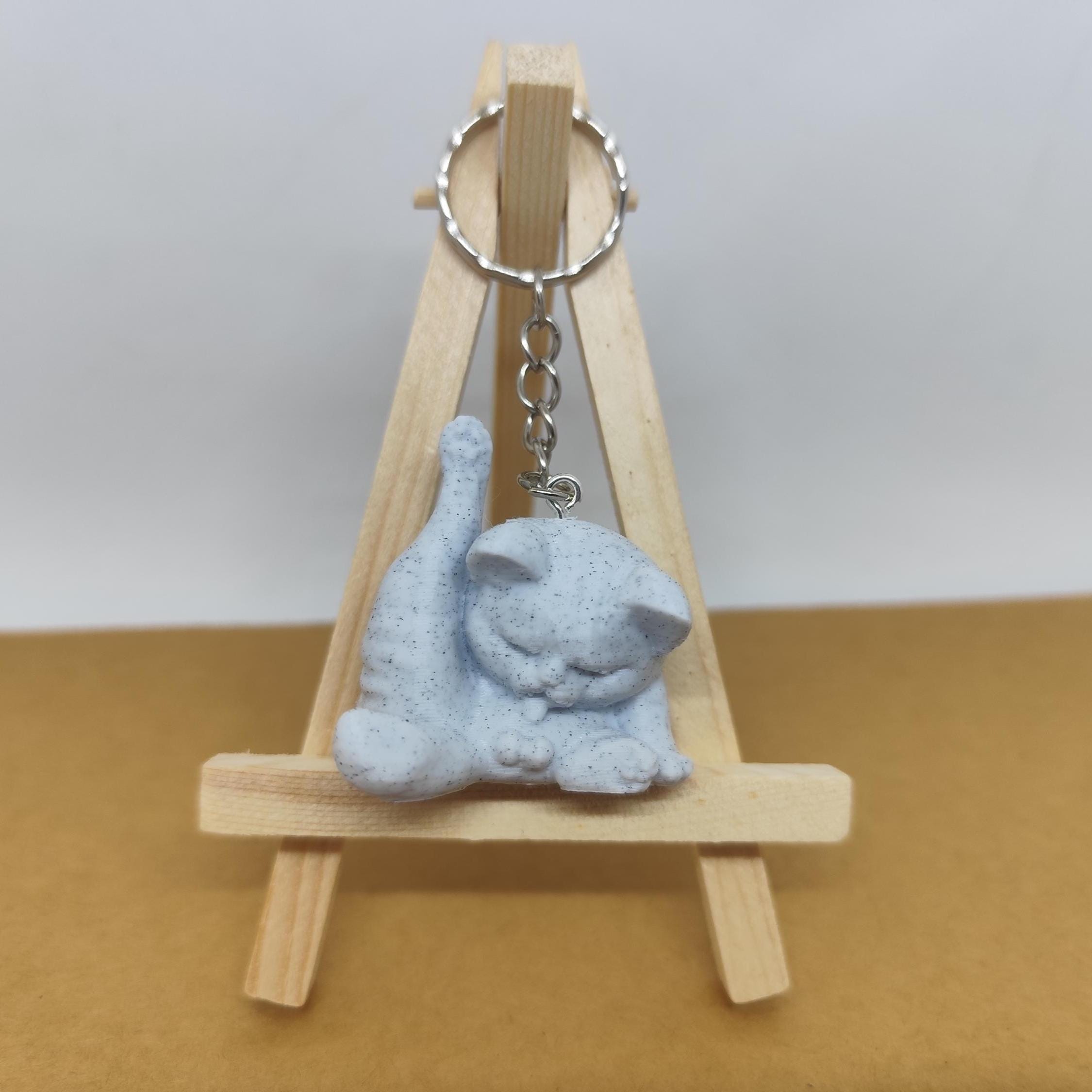 Funny Marble Cat Keychain: Novelty Pet Lover Gift