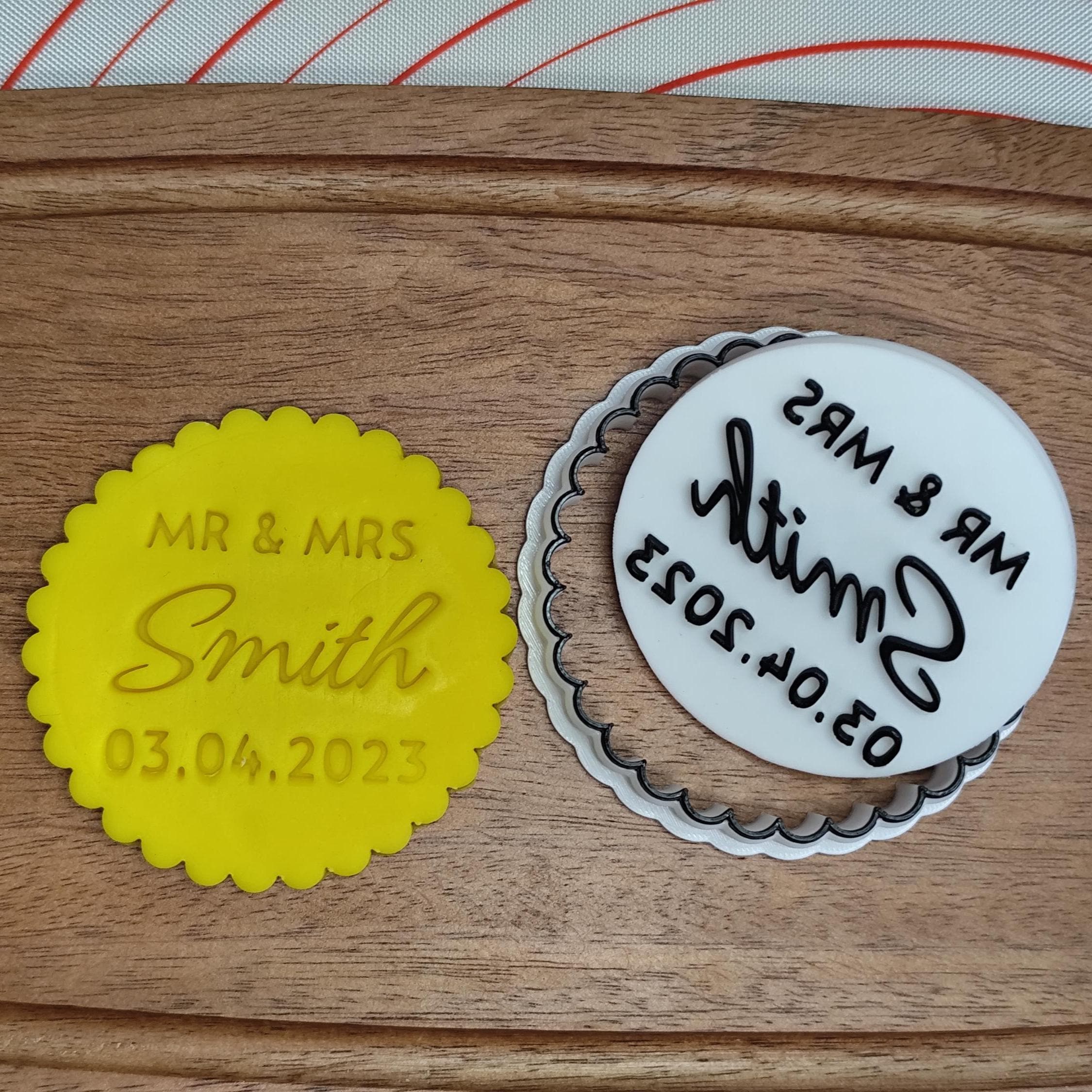 Personalized Wedding Cookie Stamp, Custom Name & Date