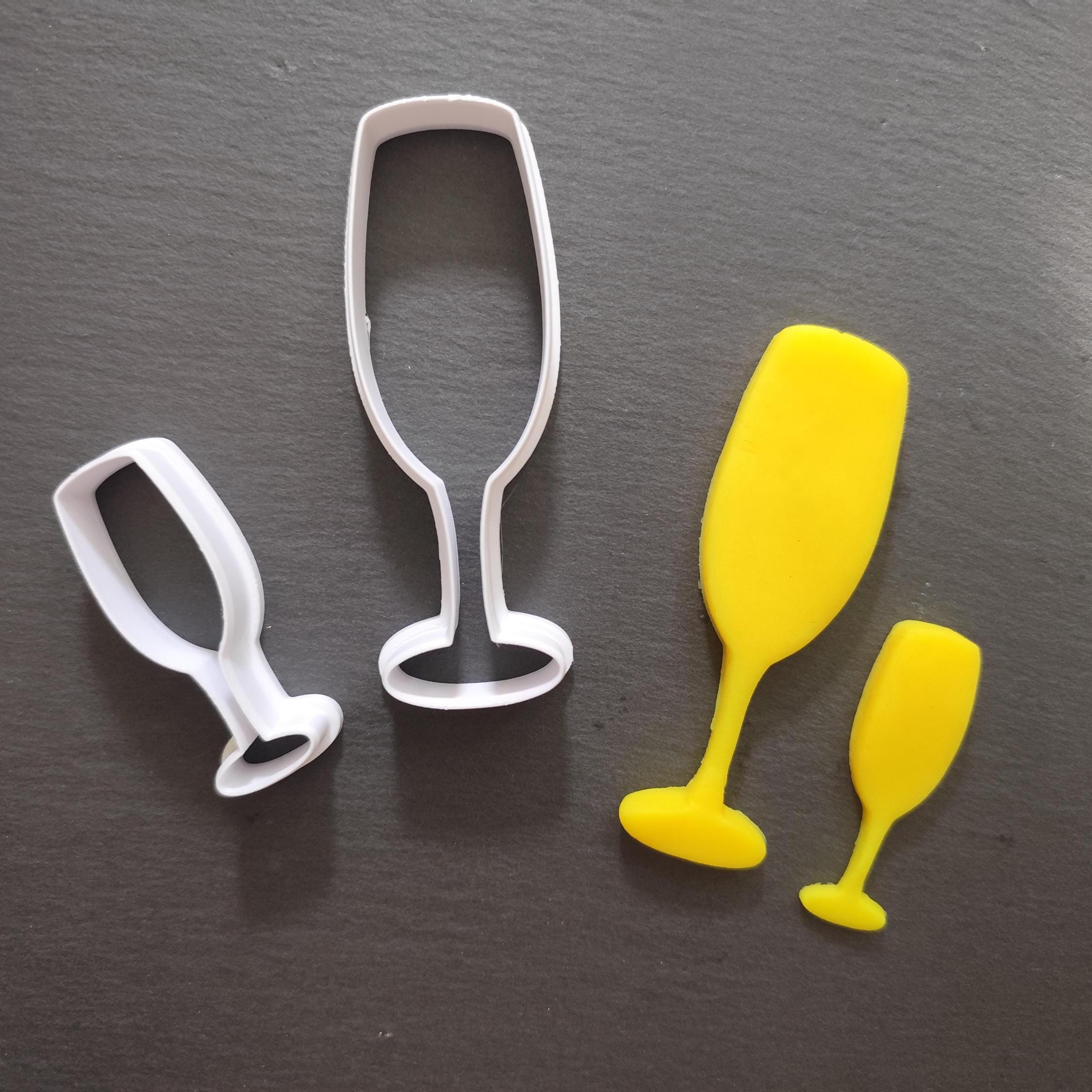 Champagne Glass Cookie Cutter, Outline New Years Eve Toast Biscuit Mold, NYE Celebration Baking & Clay Crafting Tool, 3 Sizes