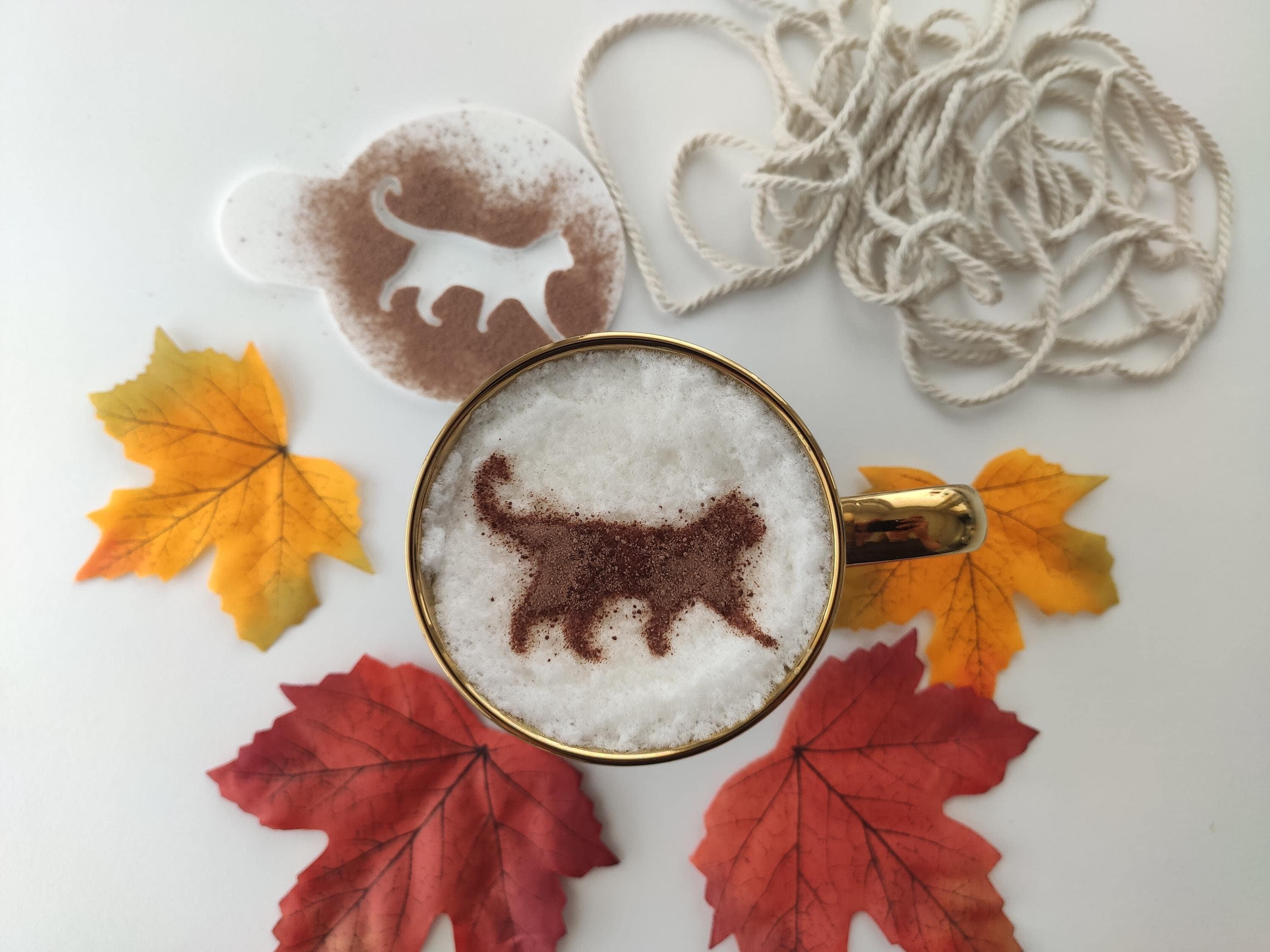 Coffee Stencil for Halloween Cat Lovers – Handmade Kitchen Decor, Hot Chocolate Foam Art, Gift for Home Baristas