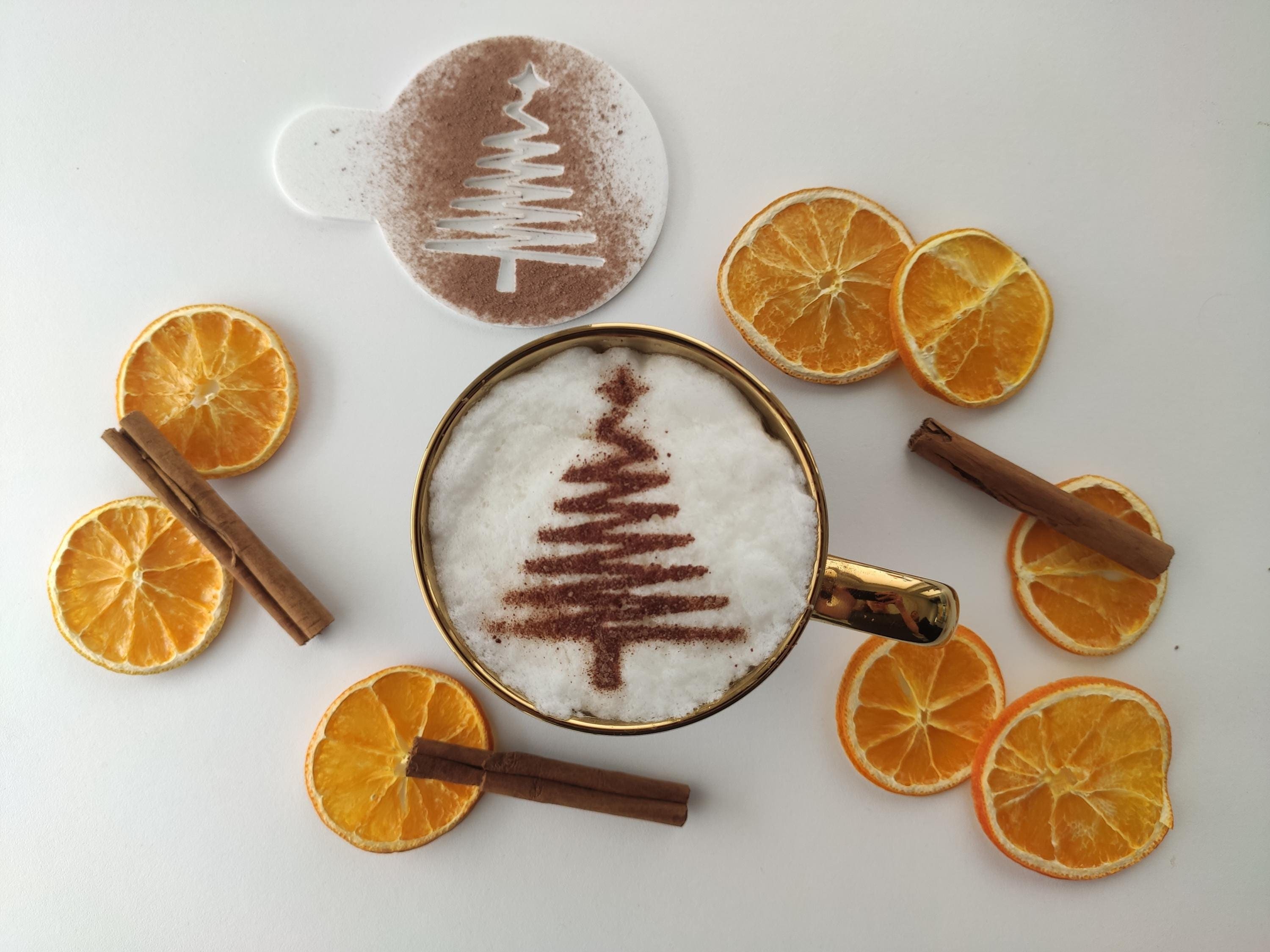 Christmas Tree Coffee Stencil – Handmade Kitchen Decor, Hot Chocolate Foam Art, Holiday Gift for Coffee Lovers