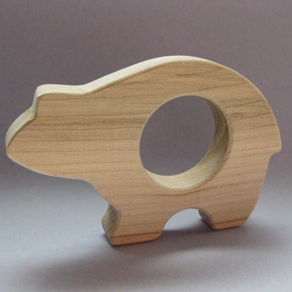 Baby Bear Teething Ring - Natural Maple
