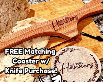 Custom Engraved Serrated Bread Knife: Stainless Steel Blade with Solid Wood Handle