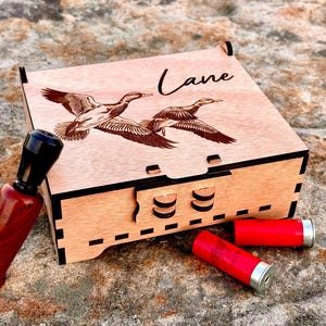 Personalized Duck Call Box | Duck Hunter Storage Box | Custom Ammo Box | Valet Box Christmas Gift for Groomsmen, Dad, Son, Grandpa