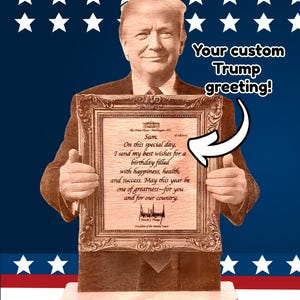Personalized Trump Engraved Photo: Custom Presidential Greeting Gift