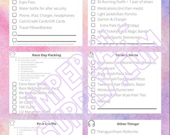Theme Park Running - Princess Packing List