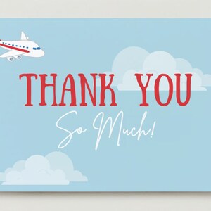 Zwei Fliegen Geburtstags-Dankeskartenvorlage, 2. Geburtstagsfeier-Dankeskarte, Flugzeug-Themenkarte, vollständig anpassbar, bearbeitbar, druckbar