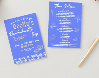 Greek Themed Bachelorette Weekend Invitation Template, Mykonos/Santorini Bachelorette Party, Fully Customizable, Printable, Digital