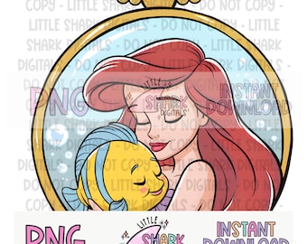 Reino Mágico, Ariel, La Sirenita, Medallón de corazón, Marco de princesa, Princesas, Medallón de lazo Coquette, PNG, Castillo de Minnie, Camiseta del Reino Mágico