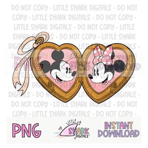 Heart locket, bow, Mickey Minnie Mouse, Valentine’s Day, Cute Locket Bow, Minnie Mickey Lover Png, Cute Coquette Png, Digital Download