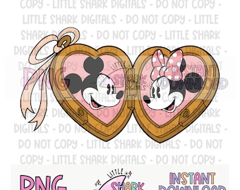 Heart locket, bow, Mickey Minnie Mouse, Valentine’s Day, Cute Locket Bow, Minnie Mickey Lover Png, Cute Coquette Png, Digital Download