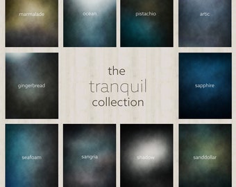 The Tranquil Collection, Photographie Digital Backdrops, Grays, Browns, Greens and Blues color palettes, Photo Background, Muslin Style