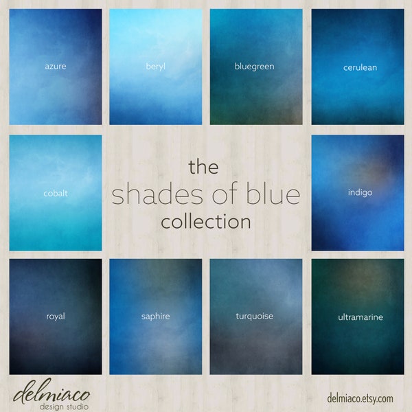 Shades of Blue Photography Digital Backdrops: School Picture Backgrounds (Digital Download)