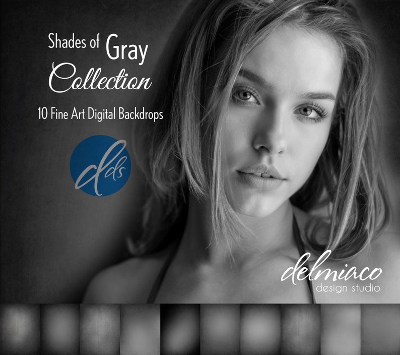 Shades of Gray Collection Photography Digital Backdrop A complete selection of Gray Shades Photography Backdrop Green Screen image 2