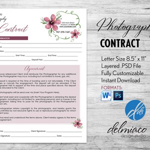 Photography Forms Bundle PSD & WORD Formats Contract, Invoice, Booking