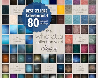 80 Photography Digital Backgrounds, Wholatta Collection Volume 4 Backdrops Bundle, Portrait Studio, Green Screen, Photography Backdrops