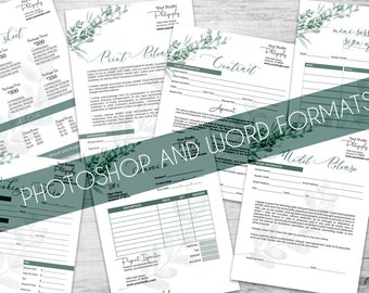 Photography Forms Bundle, PSD & WORD Formats, Contract, Invoice, Booking Form, Model Release, Print Release, Pricing, Mini Session Signup