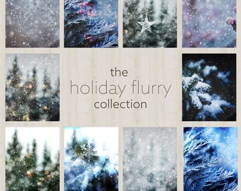 Winter Holiday Flurry Digital Background | Studio Backdrop | Crisp Snow Flurries set upon beautiful scenery for a perfect holiday background