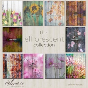 Floral Patterns on Wooden Fences Backgrounds | The Efflorescent Collection | Photography Digital Backdrop Bundle | Floral Background