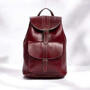 Mochila de cuero, Mochila de cuero hecha a mano, Bolso de cuero hecho en Grecia, Cuero de vaca, Mochila unisex, Borgoña, Bolso de cuero hecho a mano, Regalo