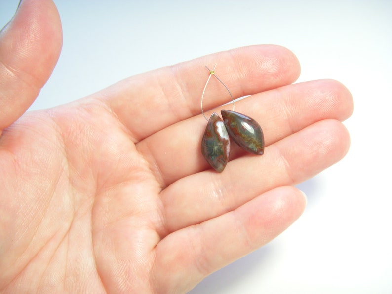 Pair 10x21mm Crazy Lace Agate Polished Asymmetrical Drops