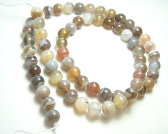 Botswana Agate Polished Rounds - Full Strand - 6mm - 16 Inches