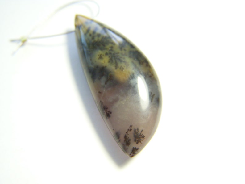 Amethystine Sage Dendritic Agate Asymmetrical Drop Focal/Single 12x29mm image 7