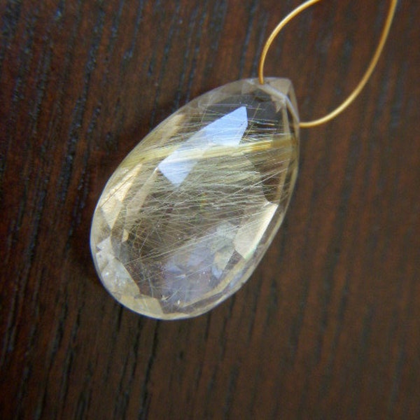Golden Rutillated Quartz Drop - Single/Focal - 11x18mm