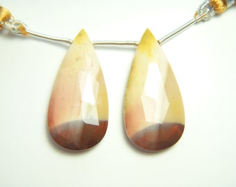 X-Large Mookite Jasper Faceted Drops - Pair - 16x34mm