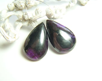 Metallic Sugilite Polished Drops - Pair - 11.5x18.5mm