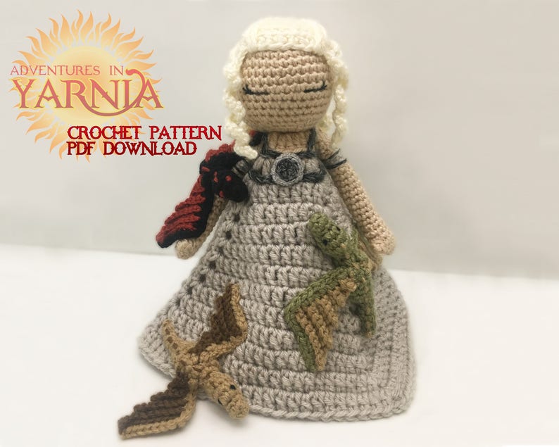 Mother Of Dragons Lovey Crochet Pattern, PDF INSTANT DOWNLOAD, Khaleesi baby lovey, daenerys daenerys targaryen baby gift image 1