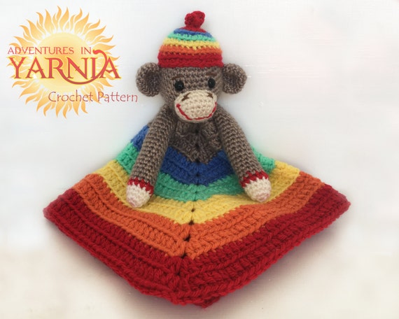 Rainbow Baby Sock Monkey Lovey Crochet Pattern, INSTANT PDF