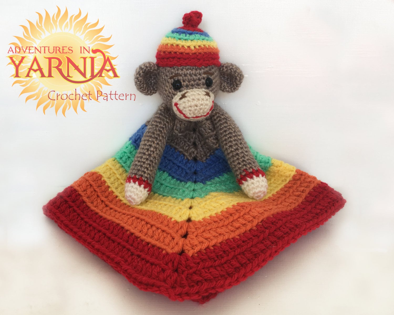 Rainbow Baby Sock Monkey Lovey Crochet