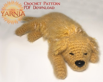 Sleepy Golden Retriever Amigurumi Crochet Pattern, Téléchargement PDF instantané, Chien au Crochet, Labrador